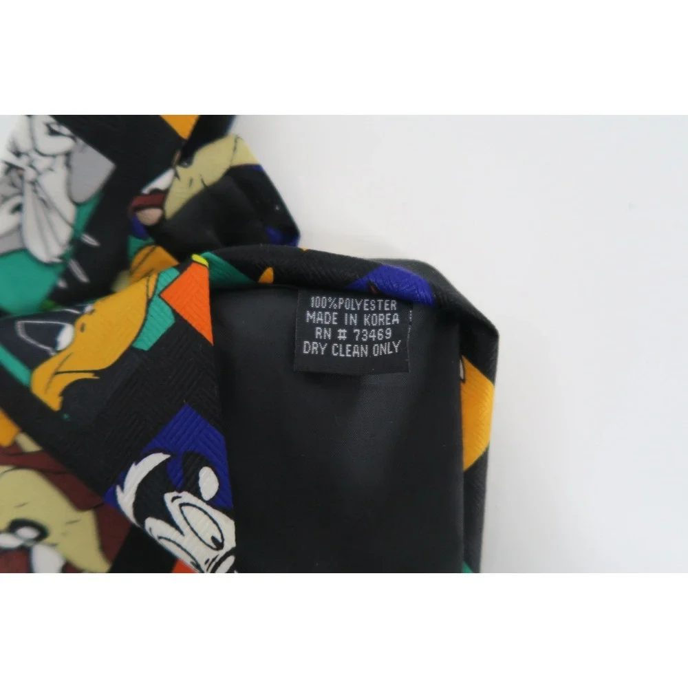 1998 Looney Tunes Characters Black Polyester Necktie Men's Fun Novelty